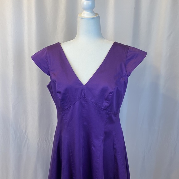Calvin Klein - Fit and Flare Backless Dress in Purple, Size 12. - Picture 2 of 7